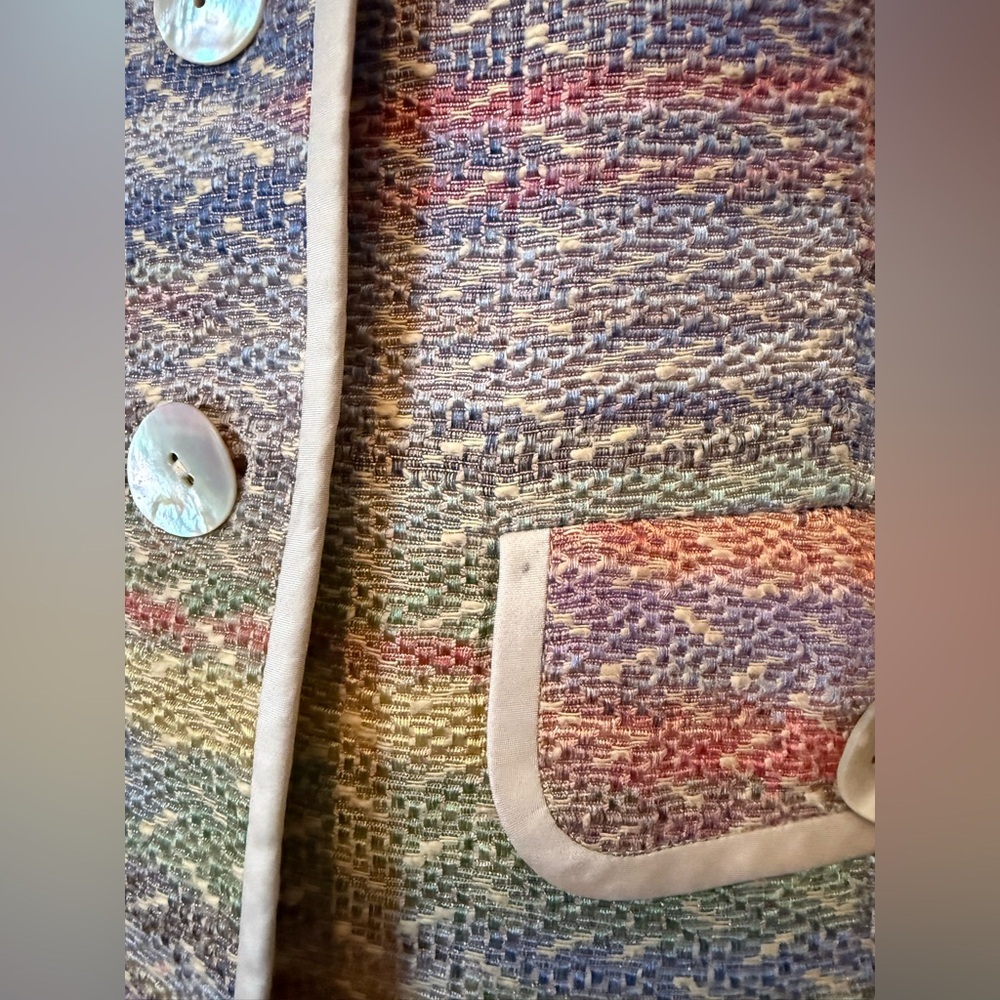 Lafayette 148 Jacket Blazer Pink Green Yellow Cotton Blend Women’s Size 6 - Picture 14 of 16